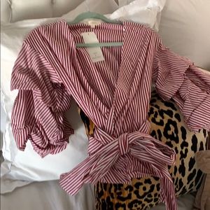 Super cute red and white stripe blouse
